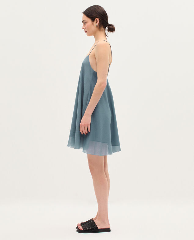 Kurzes Kleid aus Musselin  K631 blue lake