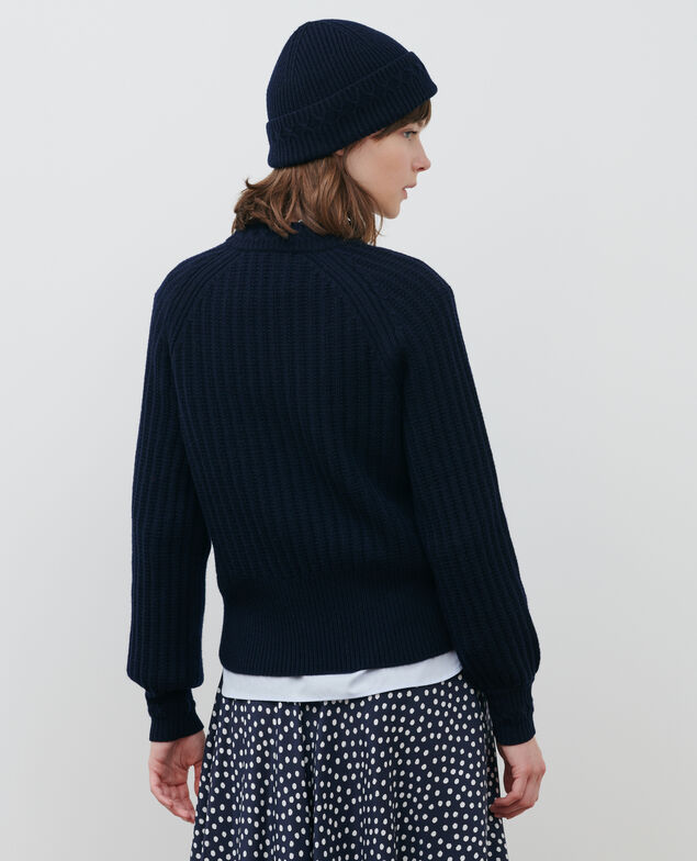 Rippstrickpullover aus Schurwolle Night sky