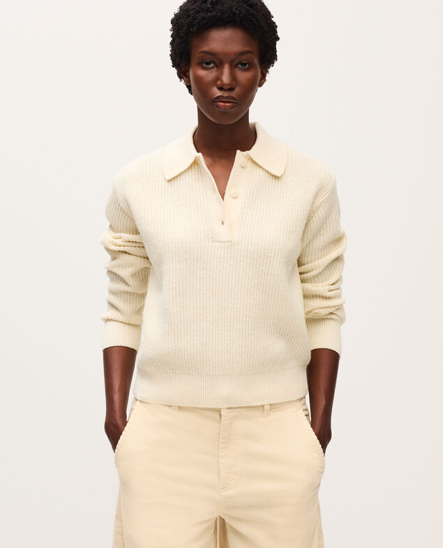 Pullover mit Polokragen U010 off white