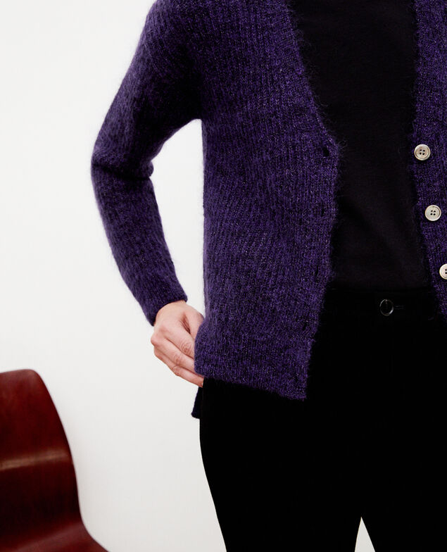 Cardigan mit Mohair Violett