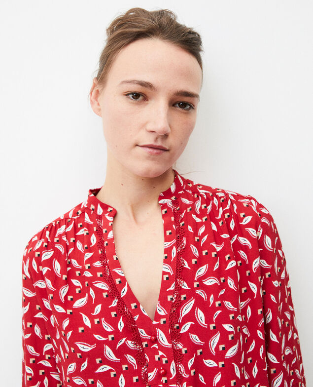 Bluse mit tunesischem Kragen Earth red