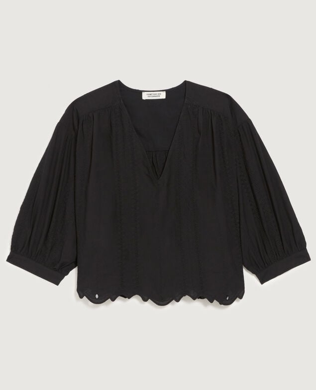 Bestickte Bluse aus Baumwolle H091 black beauty