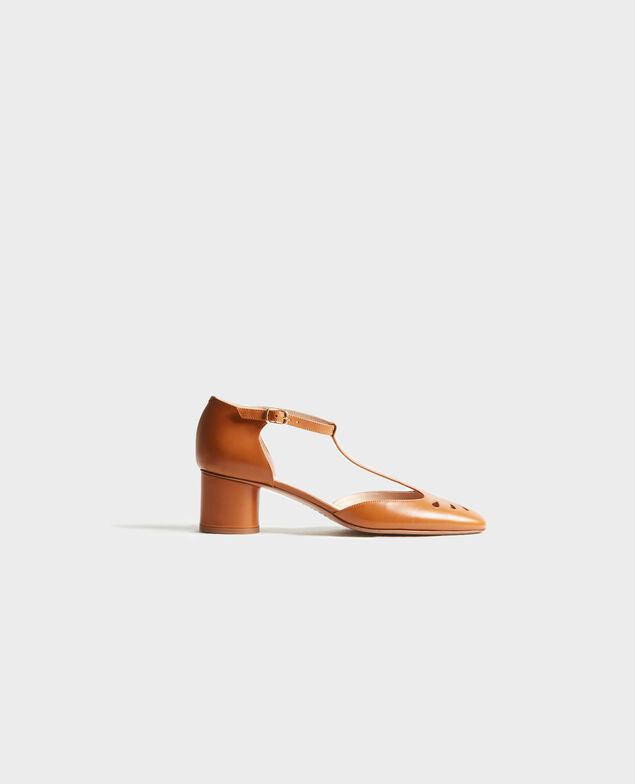 Salome-Schuhe aus Leder Camel