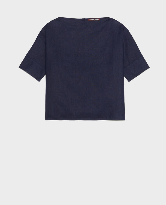 Weites Top aus Leinen Maritime blue