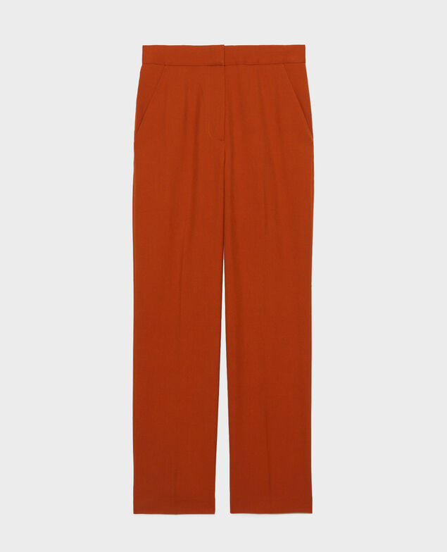 MARCELLE - Hose maskulin, gerader Schnitt, aus Wolle Umber