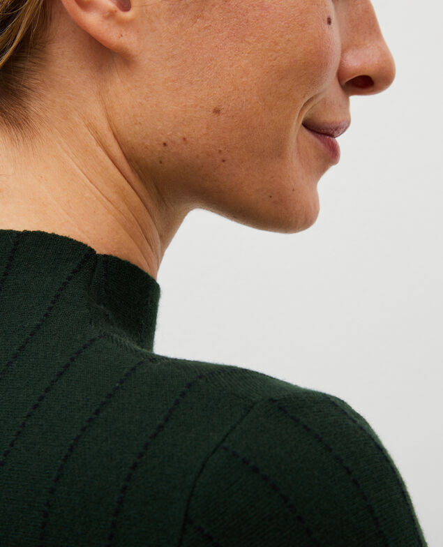 Pullover mit Stehkragen aus Merinowolle Military black jacquard