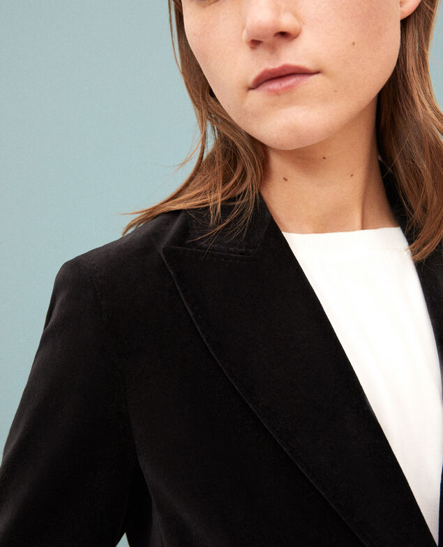 Anzugjacke aus Spiegelsamt  Schwarz