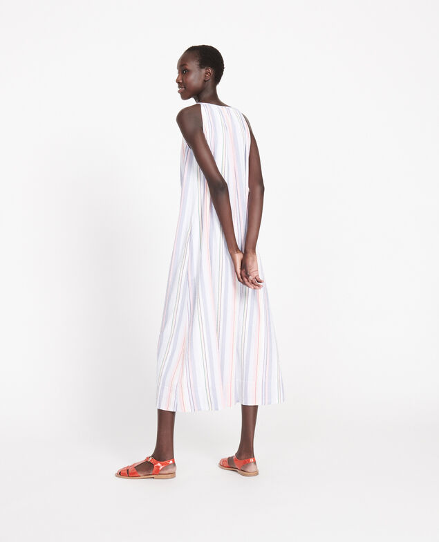 Langes Baumwollkleid Stripes multico