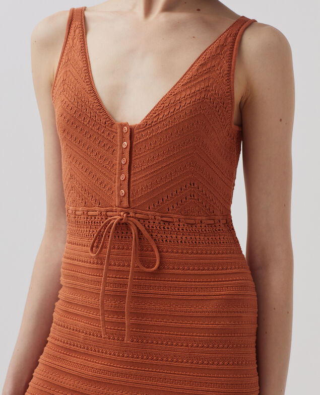 Gehäkeltes Kleid aus Baumwolle H350 amber brown