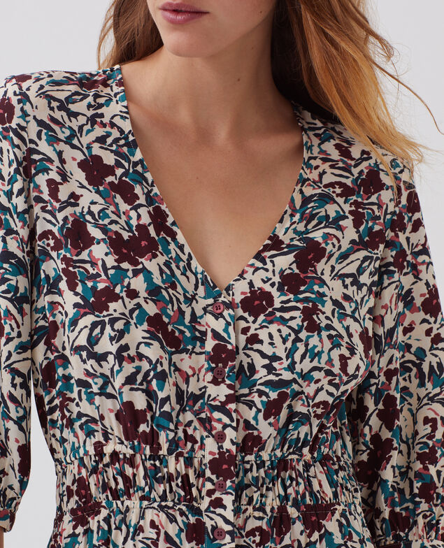 LUDIVINE - Langes fließendes Kleid J751 leaf burgundy