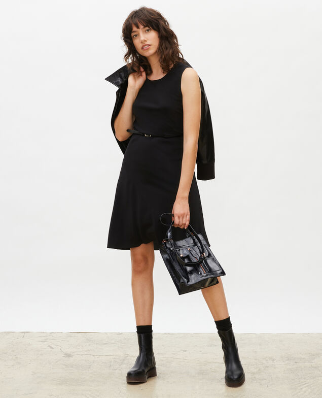 Schräg geschnittenes, ärmelloses Seidenkleid Black beauty