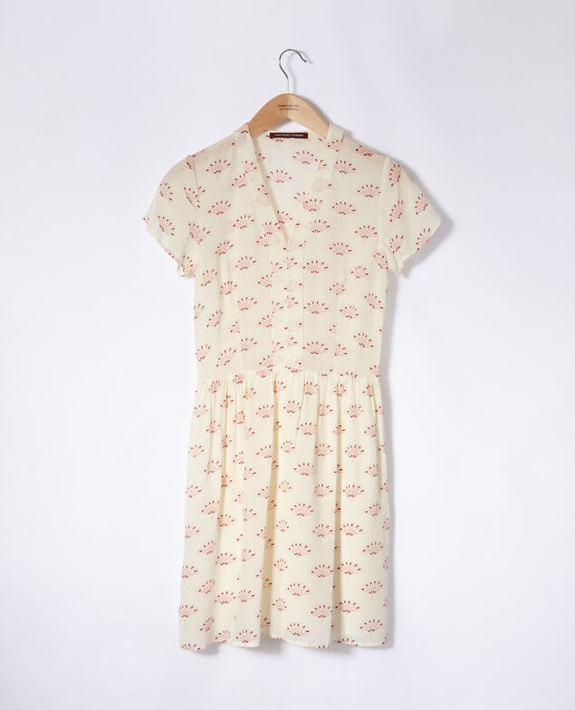 Kleid mit V-Ausschnitt Lotus fan winter white