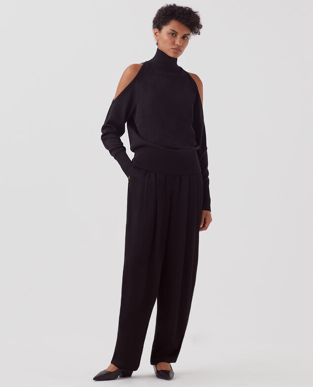 Pullover mit Cut-out an der Schulter H099 black lurex