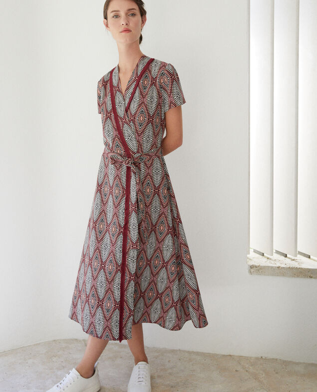 Langes gemustertes Kleid Braun