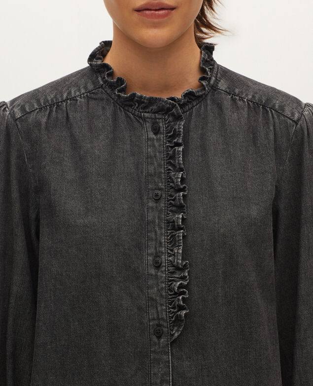 Bluse mit Volantkragen aus Baumwolle K081 dark gray