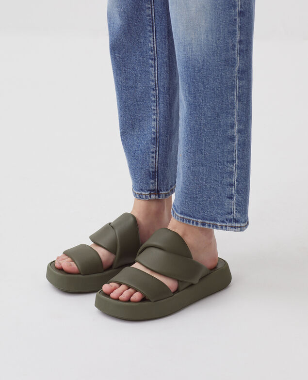 Ledersandalen H331 kaki