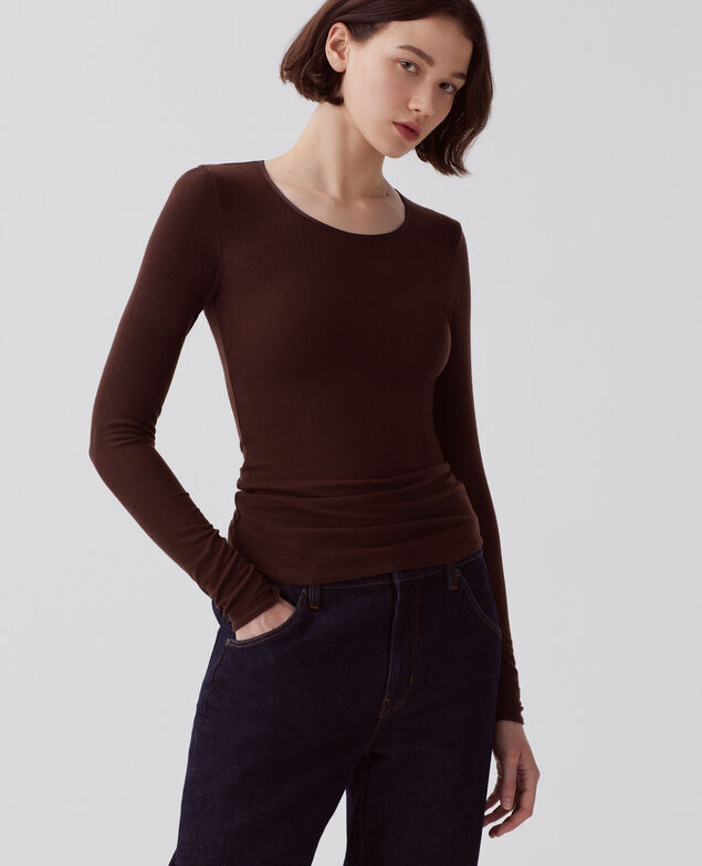 Enganliegendes T-Shirt I370 coffee