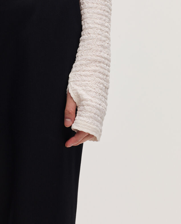 Strukturiertes Top mit Stehkragen K000 white
