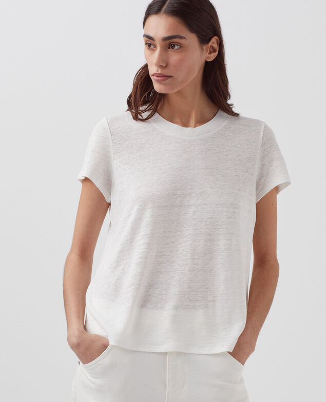 AMANDINE -  T-Shirt mit Rundhalsausschnitt aus Baumwolle H001 brillant white