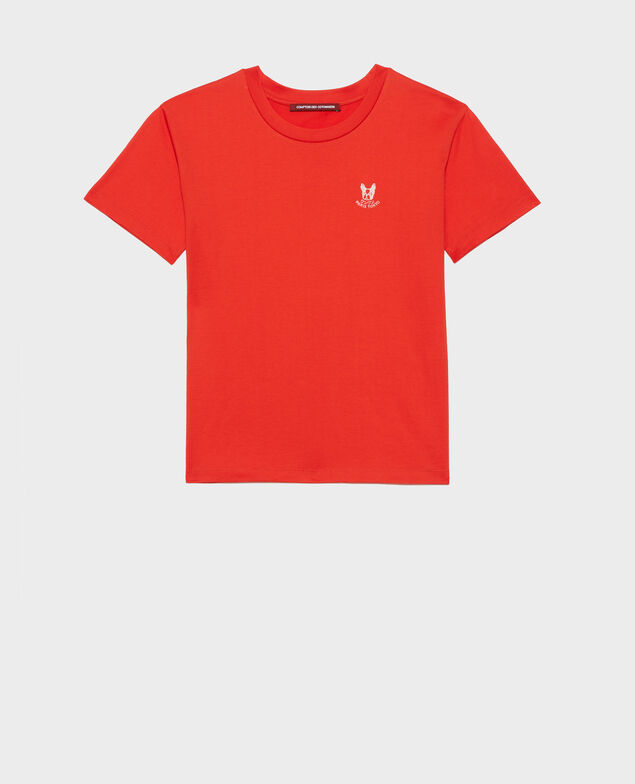 Besticktes T-Shirt aus Baumwolle Spicy orange