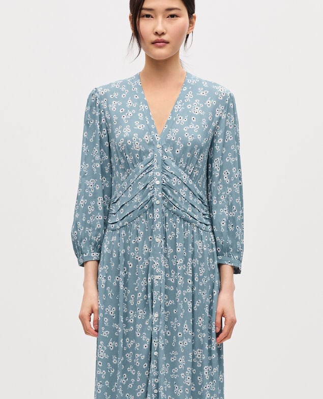 Langes fließendes Kleid K610 daisy blue
