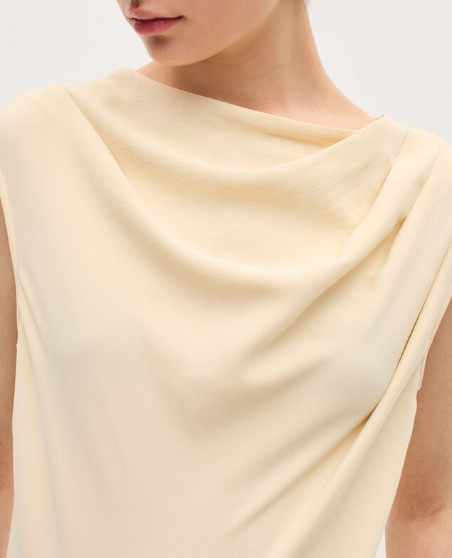 Jumpsuit aus satiniertem Krepp K300 ecru beige