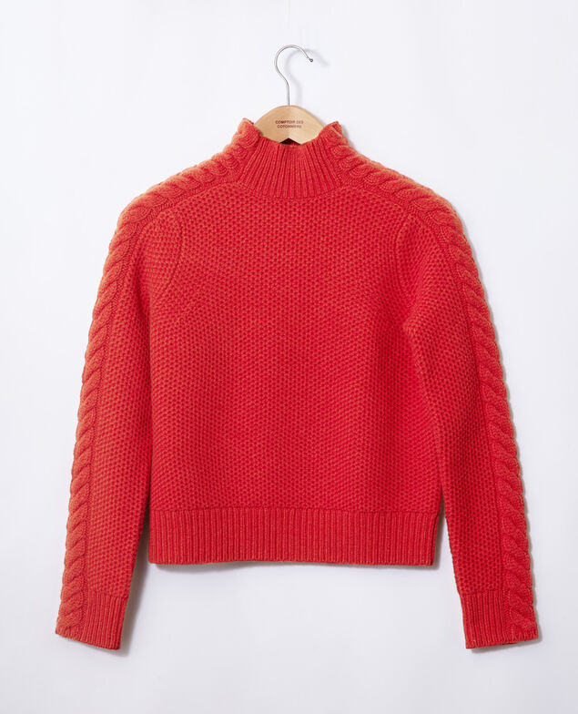 Pullover aus Wolle mit Flechtdetail Rot