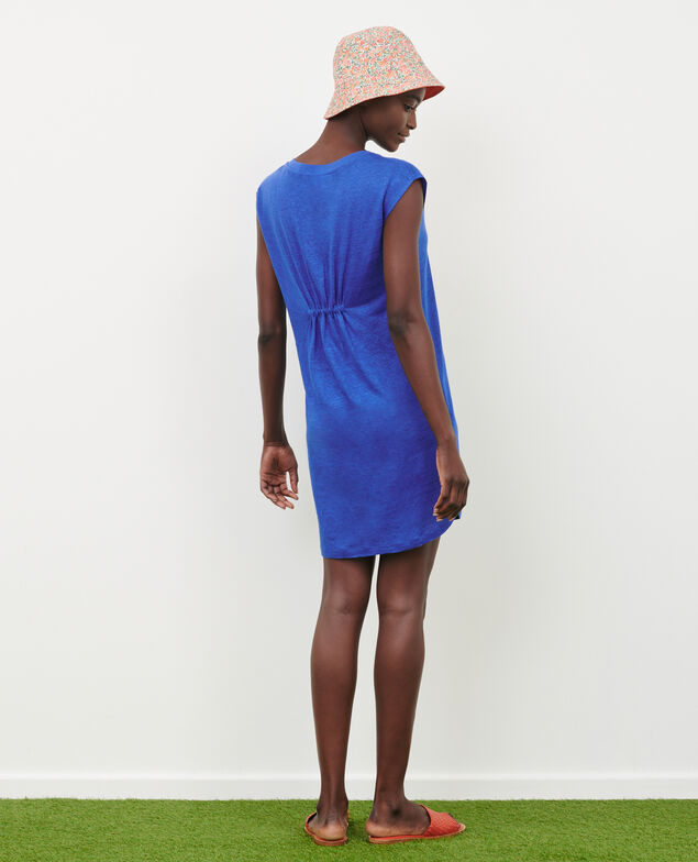 Kurzes Kleid aus Leinen 66 blue