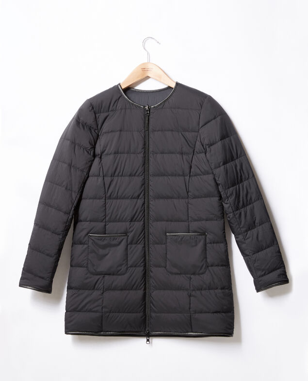 Halblange wendebare Daunenjacke Schwarz