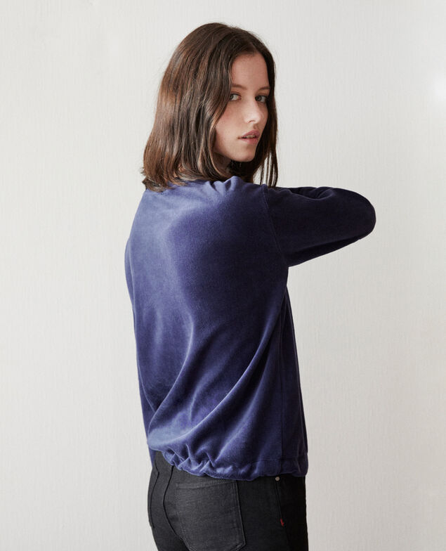 Sweatshirt aus Samt Medieval blue