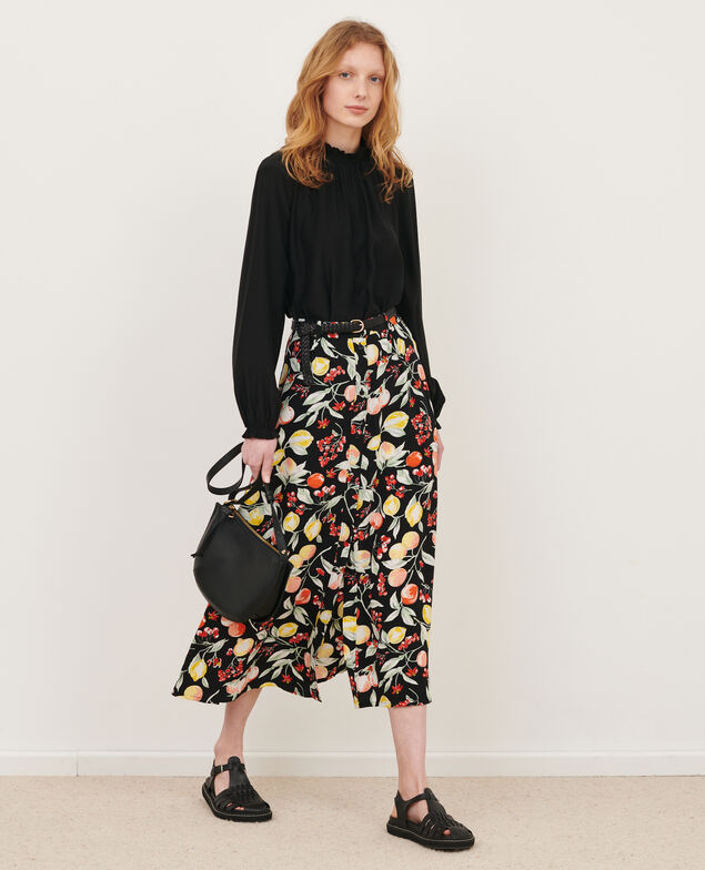 FRANCINE - Fließend fallender Midi-Rock 103 print black