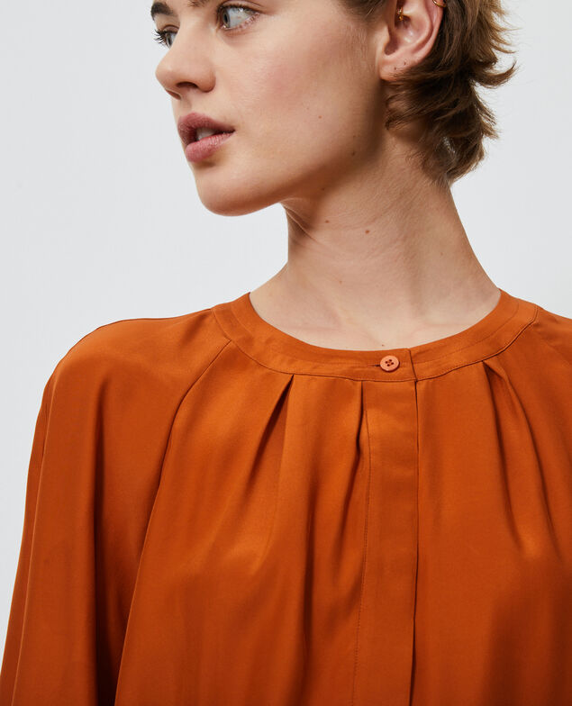 Weite Seidenbluse Umber