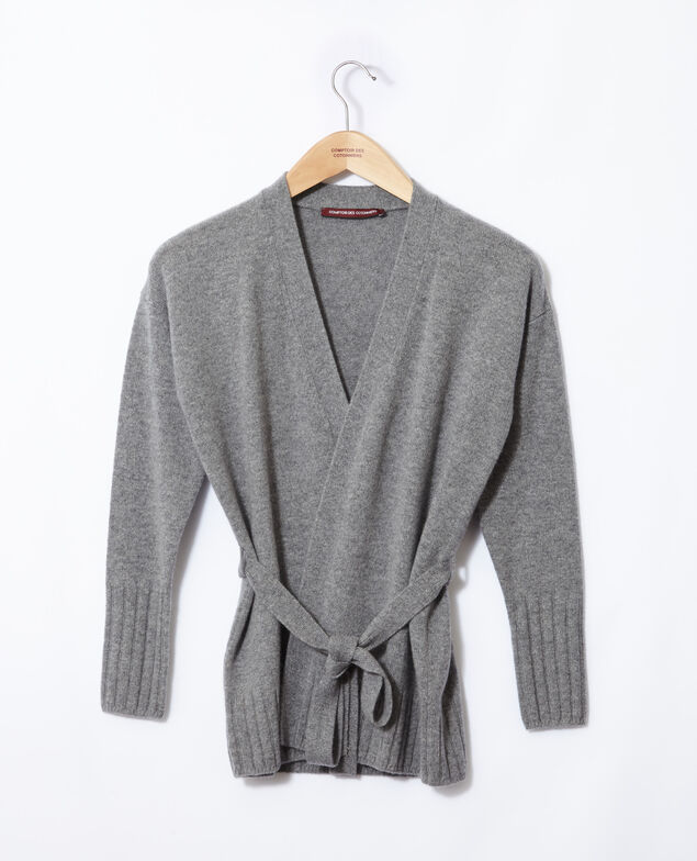 Cache-cœur-Cardigan aus Kaschmir Light heather grey