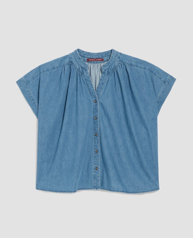 Oversize Bluse aus Baumwolle J630 blue wash