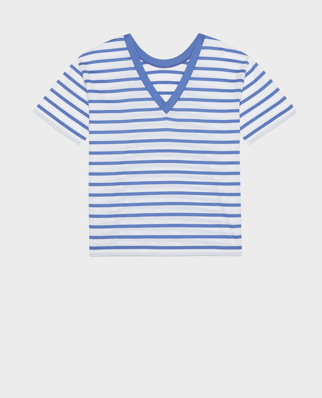 T-Shirt aus ägyptischer Baumwolle Stripes optical white amparo blue