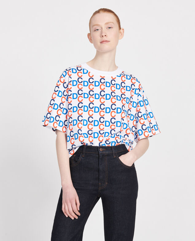 T-Shirt mit CDC-Print aus Baumwolle Optical white