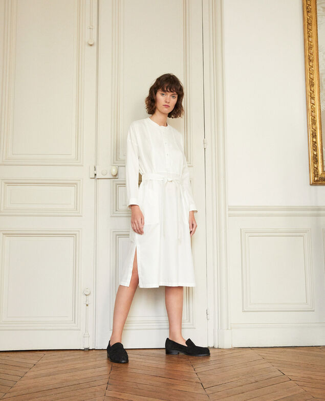 Kleid mit Plastron Weiß