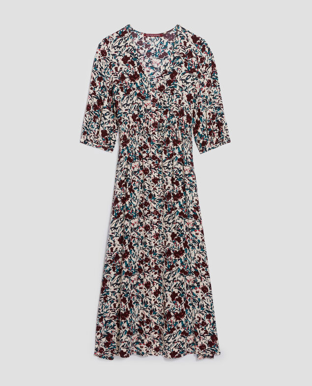 LUDIVINE - Langes fließendes Kleid J751 leaf burgundy