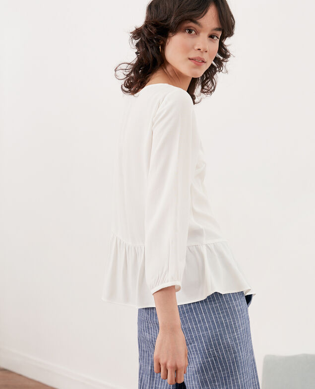 Bluse mit Rundhalsausschnitt Weiß