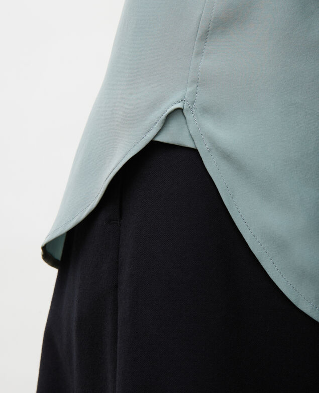  Langärmeliges, maskulines Seidenhemd Chinois green