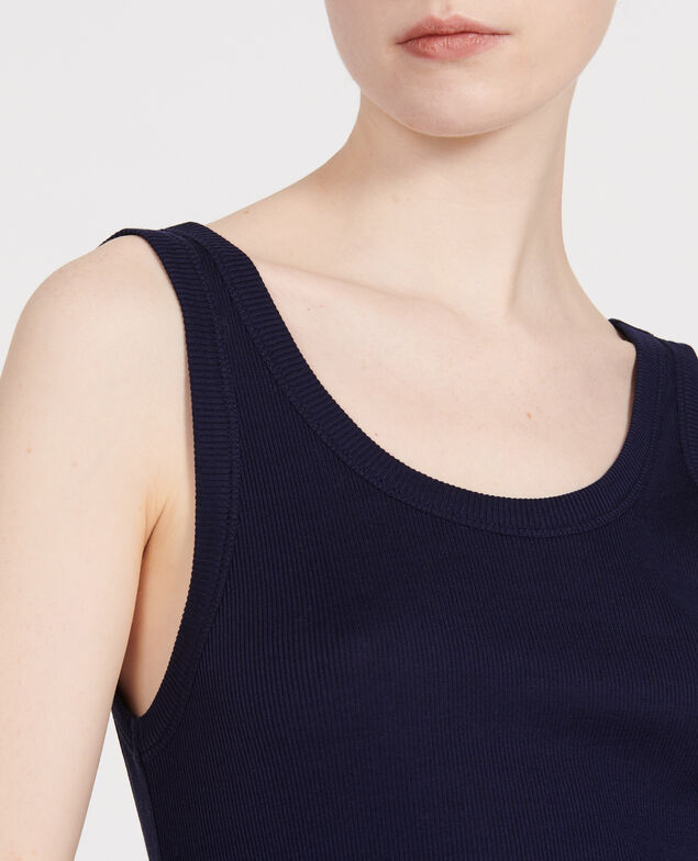Top mit feinem Rippstrick aus merzerisierter Baumwolle Maritime blue