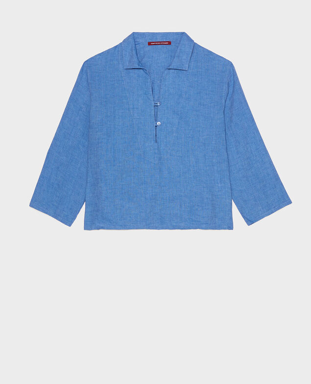 Matrosenbluse aus Leinen Indigo