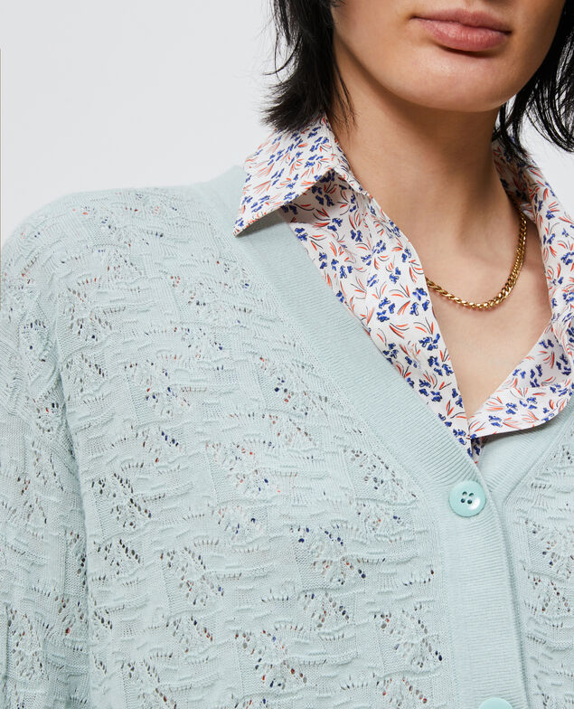 Cardigan aus Baumwolle und Leinen Blue haze