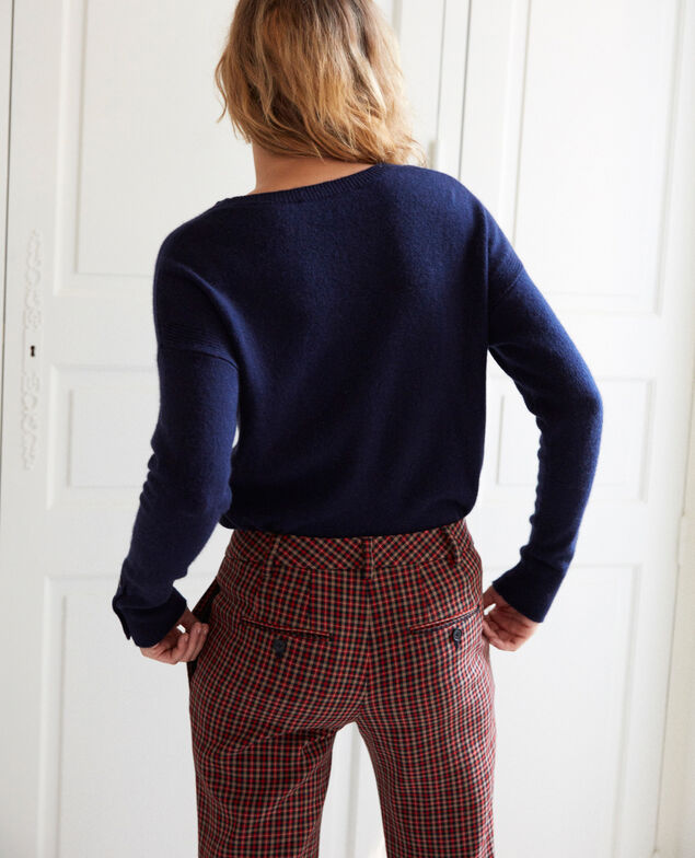 Pullover mit Knöpfen an den Ärmeln 100 % Kaschmir Dark navy
