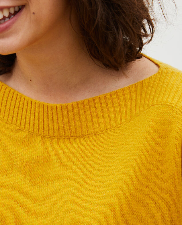 Pullover aus Kaschmir mit U-Boot-Kragen Lemon curry
