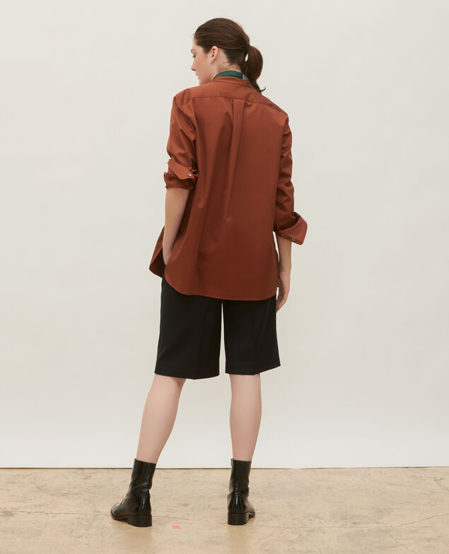  Oversize Baumwollhemd mit Brusteinsatz Tortoise shell