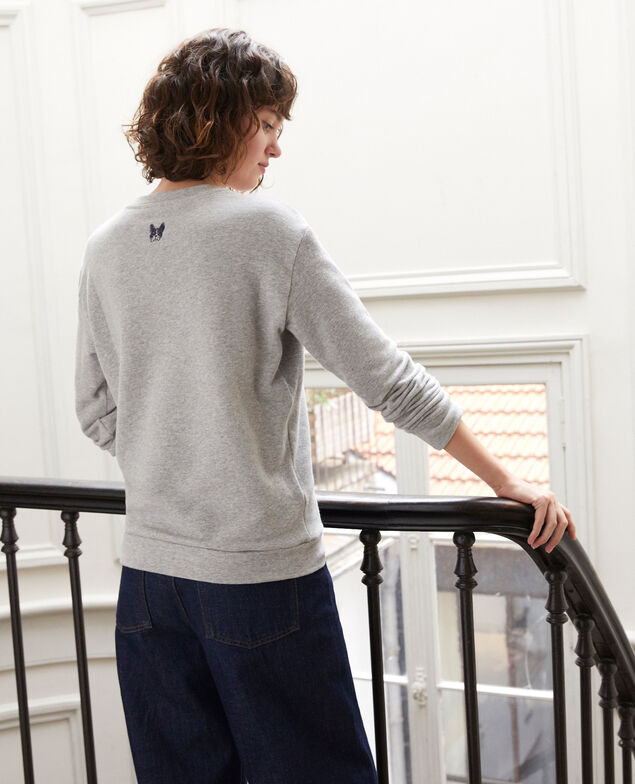 Sweatshirt mit Leon-Stickerei Grau