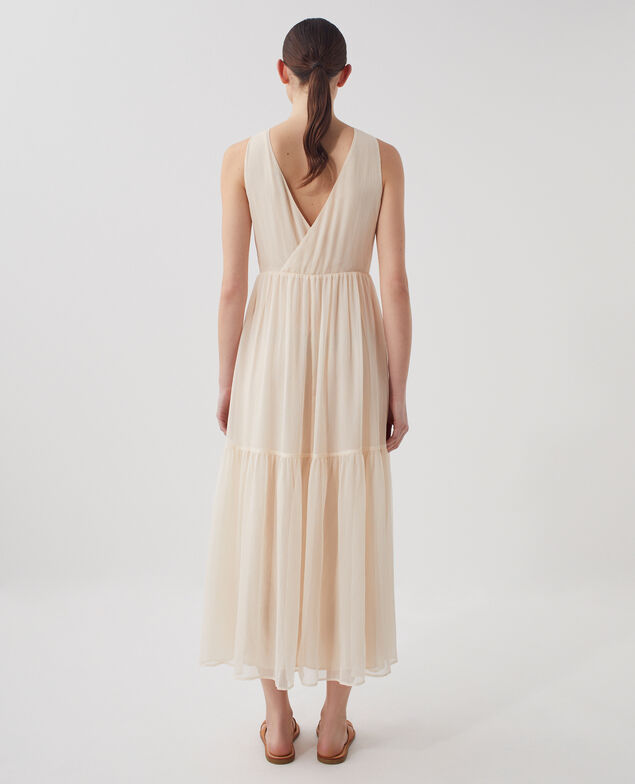 Langes fließendes Kleid H303 white swan