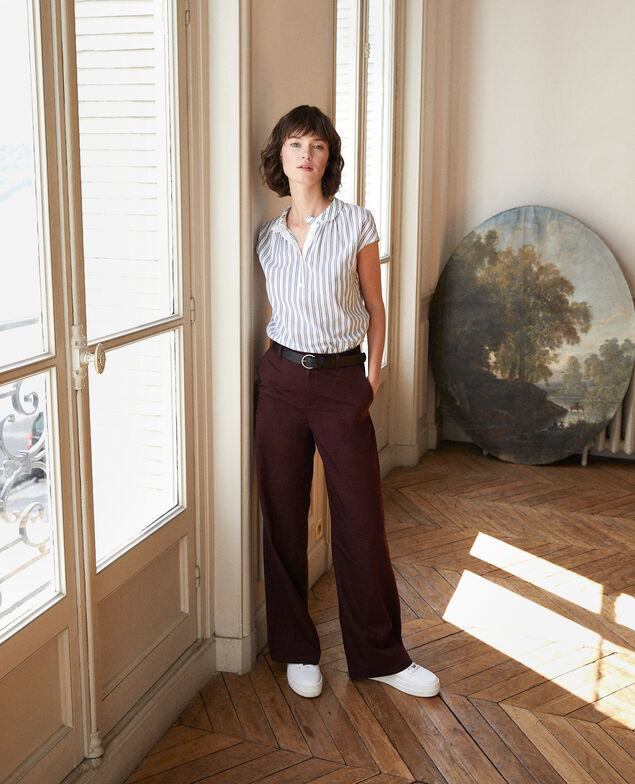 Bluse mit Rundhalsausschnitt Blau