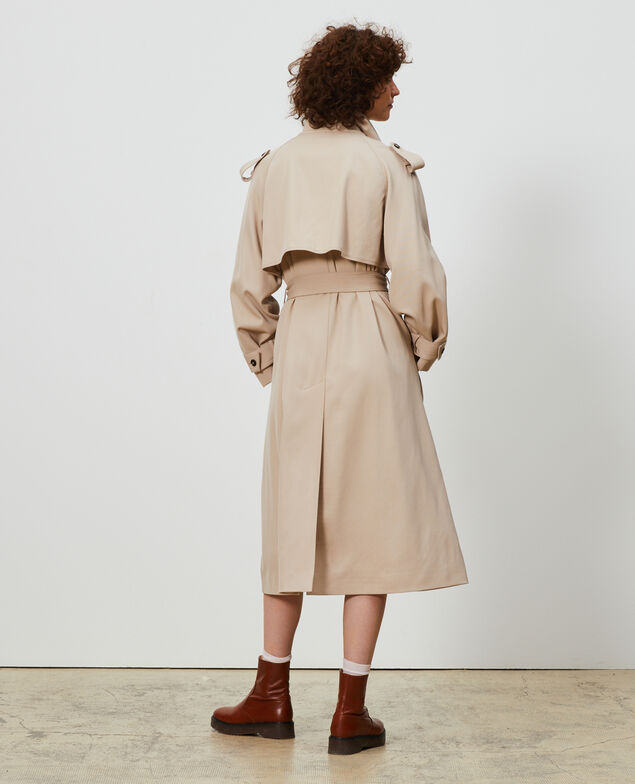 Oversize-Trenchcoat aus fließender Wolle Oxford tan